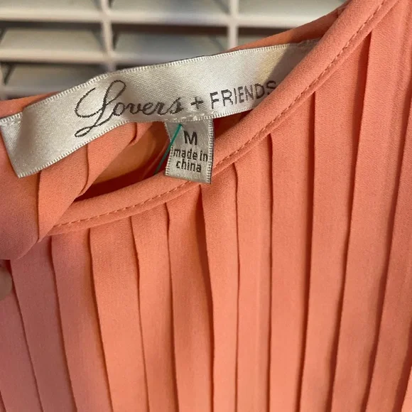 Lovers + Friends Long Orange Pleated California Girl Dress in Coral - Picture 5 of 12